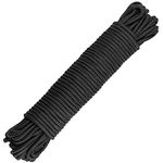 KINGLAKE Black Nylon Rope 6mm,30m Braided Nylon Cord Hanging Rope String Strong Traction Tying Rope for Camping, Survival, Gardening, Bundling, Workshop, Outdoor Multipurpose Utility Rope