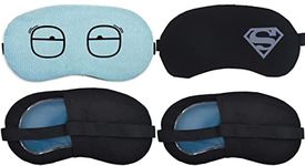 soneev mart Fabric Eye Mask For Sleeping Men Women With Cooling Gel For Night Deep Sleep, Dark Circles, Puffy Eye's, Dry Eyes And Eye Fatigue (Blue-Square, Black-Superman)