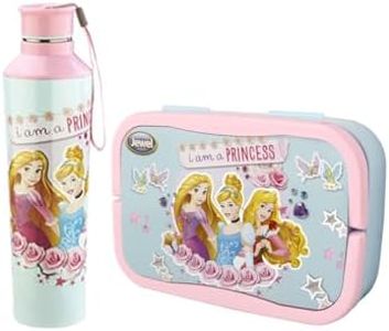 Jewel Licensed Insulated Water Bottle & Lunch Box Set for Kids | School Lunch Box | Elements Bottle & BigBoss Lunch Box Combo| Disney Princess
