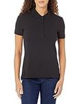 Amazon Essentials Women's Short-Sleeve Polo Shirt (Available in Plus Size), Black, S