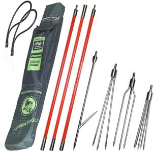 Hawaiian Sling Fishing Spear Set 6ft Fiberglass Travel Pole Spears 3 Prong Paralyzer Hand Spear Fishing Pole Harpoon Spear Fishing Equipment Spearfishing Gear for Snorkeling, Freedivng, Scuba Diving