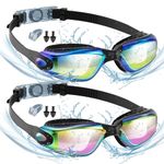 Estefanlo Swimming Goggles 2 Pack Goggles Kids 6-14 Goggles Swimming Adult, Kids Swimming Goggles Anti Fog Swimming Goggles Adult Men Women (gold+pink)