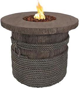 Sunnydaze 29-Inch Rope and Barrel Design Propane Gas Fire Pit Table with Lava Rocks - Includes Weather-Resistant Cover