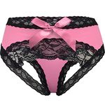 Adove Women Sexy Lace Panties Bowknot Briefs Midnight Lingerie Hipster Underwear, Pink, S