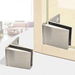 1 Pair/Frameless Glass Door Hinge Wine Cabinet Display Cabinet Embedded Side Mounted Brushed Nickel