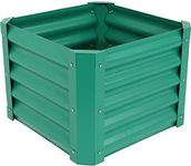 Sunnydaze 22" Square Steel Raised Garden Bed Kit - Metal Planter for Plants, Flowers, Herbs, and Vegetables - Green