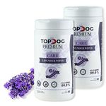 TOPDOG PREMIUM Pet Dog Wipes Combo - Lavender (160 Pulls) Kills 99.9% Germs, Anti Microbial, Contains Natural Adaptogens, Insect Repellant, Vet Approved, Enriched with Vitamin E & Aloe Vera, No Alcohol