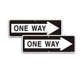 (2 Pack) One Way with Arrow Right Sign Traffic Signs 18"x6" .040 Reflective Aluminum Professional Printing UV Coating Weather Resistant Easy to Mount