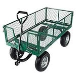 LIVINGbasics Heavy-Duty Steel Utility Cart Beach Wagon with Removable Sides and 13-Inch Tires 440-Pound Capacity, Green -GreenWise™