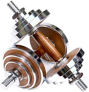 PROIRON Steel Dumbbell with Walnut Handle - 20kg Adjustable Dumbellsweights Set for Men Women, Hand Weight Pair, Free Weights for Strength Training Equipment Home Gym Fitness