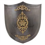 Viking Knight Battle Ready Metallic Bronze Shield with Floral Accents | Knights Adult Buckler Templar Shields | Real Medieval Armor Combat Accessories | Historical Reenactment Costume