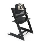 Tripp Trapp High Chair Combo 2 - Includes Chair + Baby Set with Removable Harness for Children - All Age, Height Adjustable, Ergonomic, Premium Baby Wooden High Chair for Feeding and Sitting (Black)