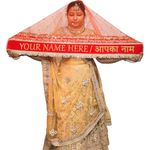 kaevion 2.5 Meter Red Net Bridal Entry Dupatta with Dulha Dulhan Name and Sada Saubhagyavati Bhav Border with Sequins Lace | Dulhan Entry Customised Name Dupatta for Wedding, Marriage and Reception.