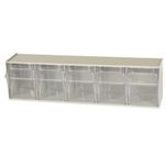 Akro-Mils 06705 TiltView Horizontal Plastic Storage System with Five Tilt Out Bins, 23-5/8-Inch Wide by 6-1/2-Inch High by 5-3/8-Inch Deep, Stone