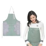 WUBAYI Stripe Apron, Adjustable Waterproof Bib Apron, Hand Wipe Cooking Apron with Pocket Kitchen Chef Women Men Apron for Home Kitchen Restaurant Cafe Baking Gardening