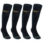 Caterpillar CAT 4 pairs Men's Work Long Socks Accident Prevention Reinforced on Heel and Toe with Reinforced Weft Yarn of Excellent Quality Cotton Sponge (Black, 69)