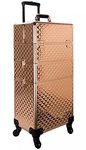 Welocity Professional Trolley Vanity Rolling Makeup Case, Heavy Duty Makeup Artist Travel Case with 4 Extendable Trays, Rose Gold Diamond