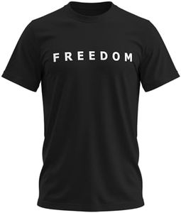 Freedom Shirt – Simple Freedom Text T Shirt for Men & Women Patriotic Men's Tshirts Graphic Tee Black XXX-Large