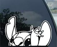 Pervertees Lilo - Stitch - Waiving - Auto Window Sticker Decal for Car Truck SUV Motorcycle (5.5", White)