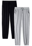 ROSYLINE Womens Jogger Pants Soft Lounge Pants Sleep Pajama Bottoms with Pocket Black/Gray L