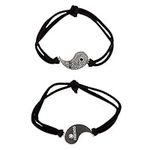 Claire's Yin & Yang Friendship Bracelets for Girls, Best Friend Gift, Adjustable Lace, Black, Stretch Fit, 2pc