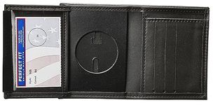 Perfect Fit Texas Round Badge Holder Hidden Badge Wallet 2 inch Round Badge Cutout Black Leather (Cutout 94)