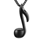 XSMZB Music Note Cremation Jewelry for Ashes Urn Pendant Necklace Stainless Steel Keepsake Memorial Jewellery Unisex(BK-2)