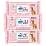 Glider Pet Wipes for Dogs,Cats & Pets|Cleaning & Deodorising Body,Face & Skin (Pack of 3 (300 Wipes)