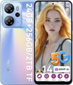 OSCAL 5G Mobile Phones Tiger 13, 24GB+256GB/TF 2TB,Octa Core,6.67" HD+ Android 14 Phone 90Hz,50MP Smart AI,5000mAh,18W Fast Charge Dual Sim Smartphone, FaceID/Fingerprint/NFC/BT5.0/OTG/GPS (Blue)