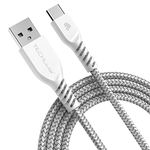 TECHGEAR USB C to USB A 2M Long STRONG Durable Braided USB C Charging Data Cable Type C Compatible with iPad Pro 11" 12.9" 13" 2024 2022 2021, Mini 6, iPad Air 10.9/11/13, iPad 10th Generation - White