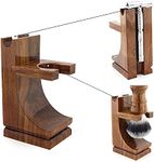 Quality Made Shaving Razor and Shaving Brush Stand. with Walnut Finish. Universal Stand