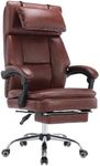 WOTSTA Office Chair, Big and Tall Executive Office Chair with Footrest & Removable Headrest, High Back Ergonomic Computer Desk Chair Work Chair, Strong Metal Base Mute Crystal Wheel (Brown)