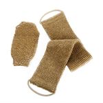 100% Natural Exfoliating Hemp Back Scrubber, Bath & Shower Body Brush Scrubber with Handle, Durable Machine Washable, Free Mitt