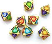 Genius Invokation TCG Dice Set, Handmade 8 Pcs Rhombic Solid polyhedral Dices Set with 7 Elemental Die & 1 Omni Element for Genshin Impact Card Game