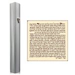 TALISMAN4U Silver Aluminum Mezuzah with Scroll 3D Metal Shin Classic Mezuzah Case for Door Israel Judaica Gift (12 cm / 5 inch)