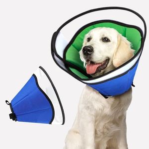 Dog Cone, Dog Cones for Small Medium Large Dogs, Cones for Puppies and Kittens After Surgery to Stop Licking, Adjustable Neuter Cone Alternatives, Light Recovery Collar, Elizabethan Collar(Blue, L)