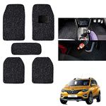 Cabix Curly Car Foot Mat | Noodle Grass Mat Complete Set | Waterproof, Dustproof Car Floor Mat | 12 MM, Dark Black (Set of 5 Pcs) for Renault Triber