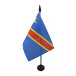 Democratic Republic of the Congo Table Flag 4'' x 6'' - Congolese Desk Flag 15 x 10 cm - Black plastic stick and base - Drapeau République Démocratique du Congo AZ FLAG