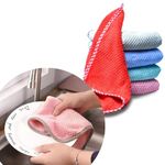 MAXOSHINE Dish Drying Towel for Kitchen with Hanging Loop-Coral Fleece Microfiber Kitchen Napkins for Drying Utensils Vessels-30 x 30 cm-Multicolor (Pack of 10)