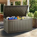 YITAHOME 90 Gallon Double-Wall Deck Box with Side Handles, Outdoor Large Storage for Patio Furniture Cushions, Garden Pool Accessories, Water Resistant & Lockable