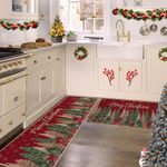 CAROMIO Christmas Trees Kitchen Mat Set of 2 Non Slip Thick Kitchen Rugs and Mats for Floor Comfort Standing Mats for Kitchen Sink Office Laundry, 40x60 + 40x120 cm
