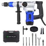 Professional Rotary Hammer Drill 1080W, Vibration Control & Safety Clutch 4500RPM Multifunctional Electric Hammer Power Drill Breaker 4 Modes Drilling 6 Variable Speed,Chisels and Drill Bits with Case