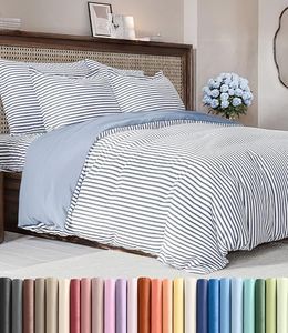 Duvet Cover King Size Set - Extra Soft King Duvet Cover 104" x 90" with 2 Pillow Shams for Women, Men, Kids & Teens - Hotel Luxury w/ Zipper Closures & Ties - Comfy, Cozy & Breathable (Blue Stripes)