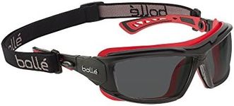 Bolle Safety Ultim8 Ultimate Glasses with Smoke Lens, Black/Red, Smoke, One Size