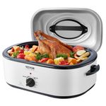 VEVOR Electric Roaster Oven, 22 QT Turkey Roaster Oven with Self-Basting Lid, 1450W Roaster Oven with Defrost & Warm Function, Adjustable Temp, Removable Pan & Rack, Fits Turkeys Up to 26LBS, White