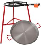 Machika Mirador Set Paella Kit with 24-inch Carbon Steel Pan| 12 in 20 in Double Ring Paella Burner and Stand Set (33.5in)| Grill Set Perfect for Gastronomic Events, Caterings, Camping | 19 Servings |