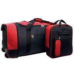 Holdall with Wheels - Wheeled Holdall - Bags with Wheels - Wheeled Travel Bag - Extra Large Holdall - Travel Bag with Wheels - Wheeled Holdall - Wheeled Duffle Bag (Black/Red) 80L