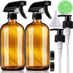 16oz Amber Glass Spray Bottles (2 Pack) Refillable Cosmetic Containers,Brown Mist & Stream Mister for Essential Oils Cleaning Products Or Aromatherapy Spraying Plant-Blue