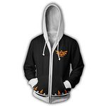 CHLOBLOM Link Cosplay Hoodie Novelty Hooded Casual Sweatshirt Zipper Jacket (L, Black White)