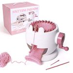 T angxi Knitting Machine 22 Needles Smart Knitting Round Loom Knitting Board Rotating Double Knit Loom Machine DIY Weaving Loom Machine Kit Weaving Toy for Adults Kids Beginners (Pink), default